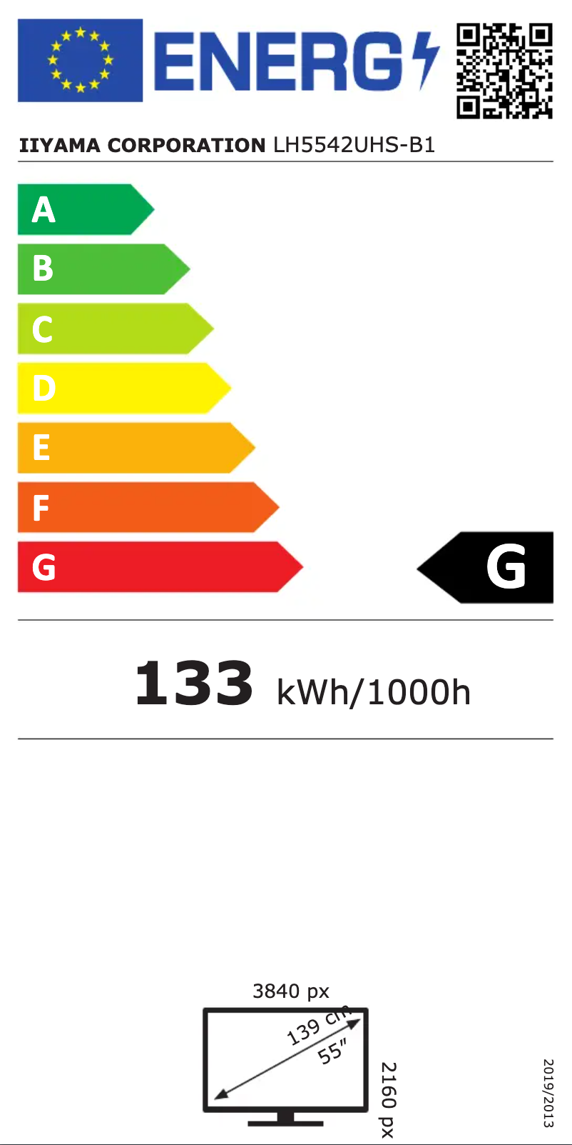 Página 1 del manual Etiqueta energética Iiyama ProLite LH5542UHS