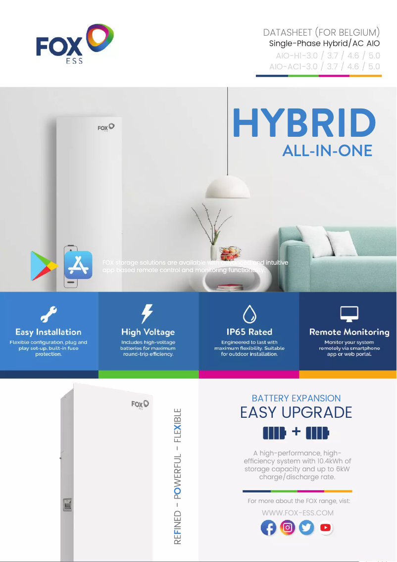Page 1 de la notice Fiche technique FOX ESS AIO-AC1-4.6