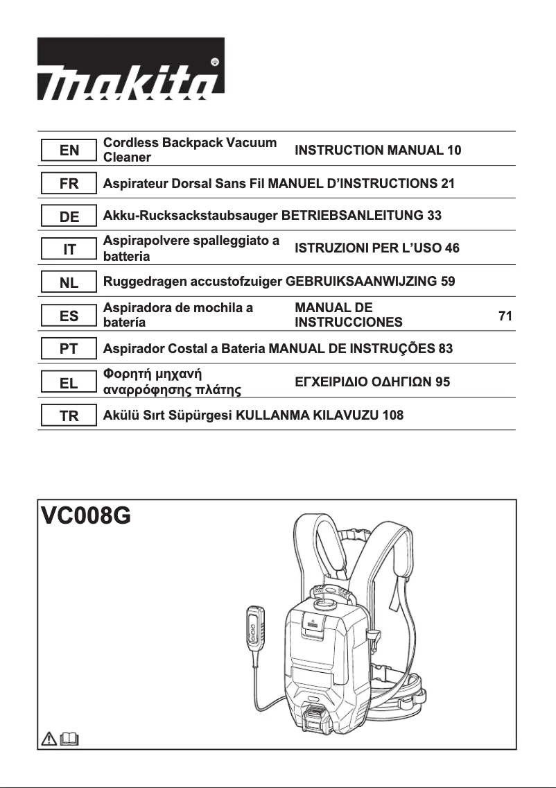 Page 1 de la notice Manuel utilisateur Makita VC008G