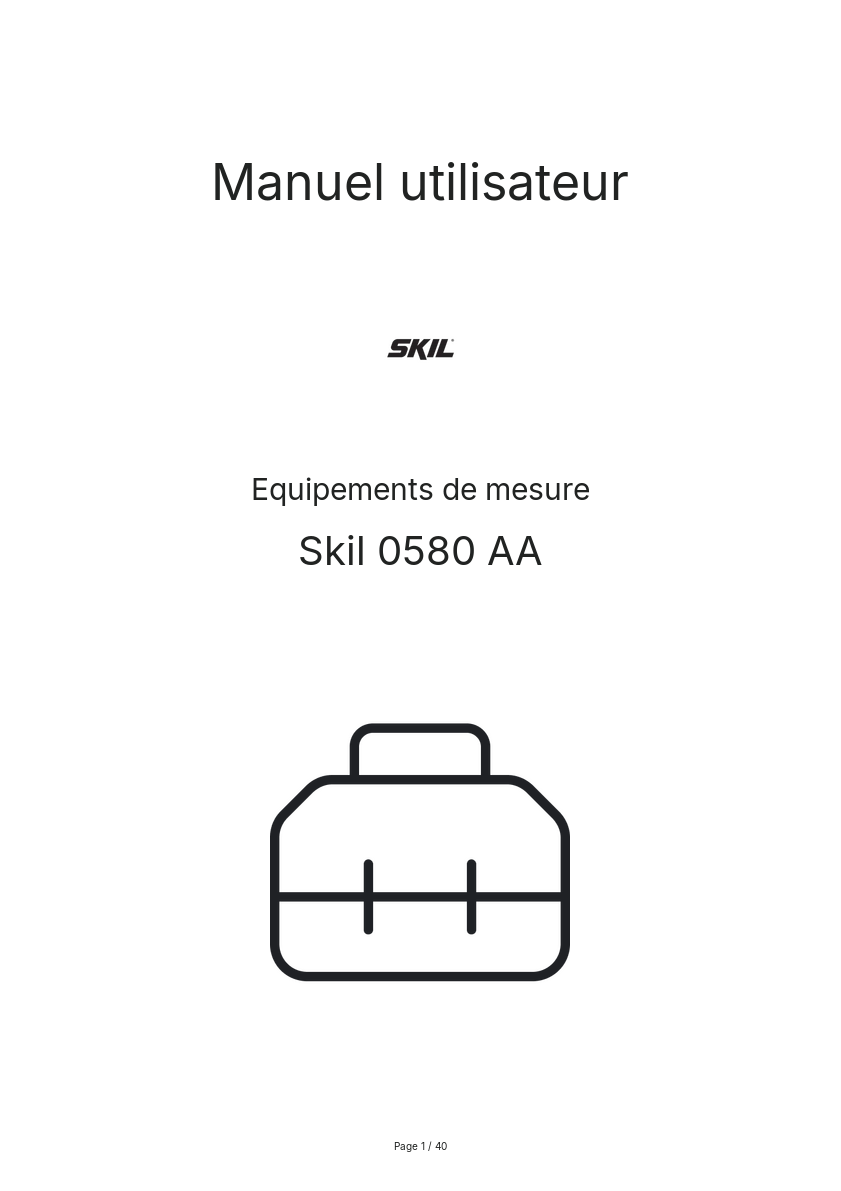 Page n°1 - Manuel utilisateur Skil 0580 AA