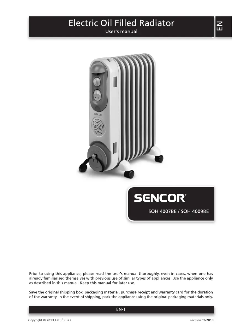 Page 1 de la notice Manuel utilisateur Sencor SOH 4007BE