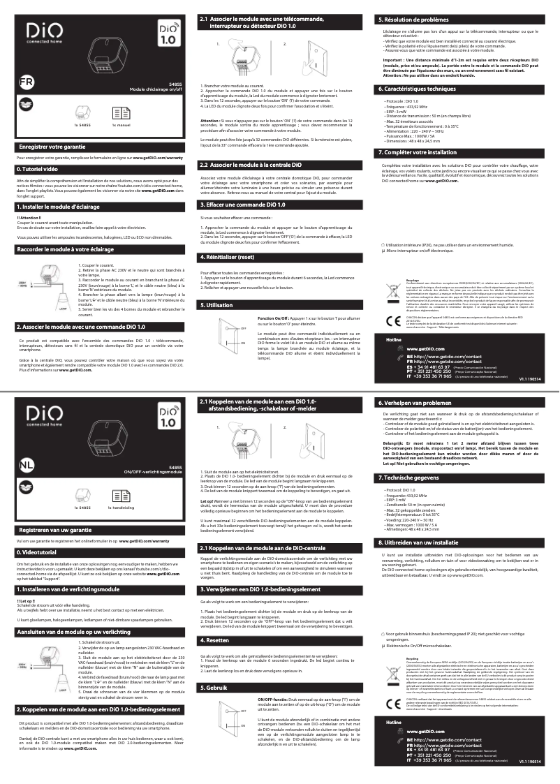 Page 1 de la notice Manuel utilisateur DiO 54855