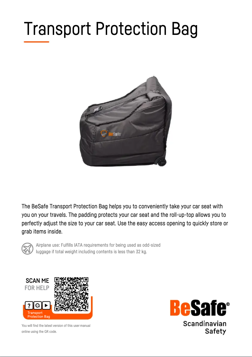 Image de la première page du manuel de l'appareil Transport Protection Bag