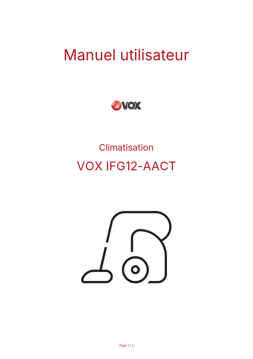 Page n°1 - Manuel utilisateur VOX IFG12-AACT