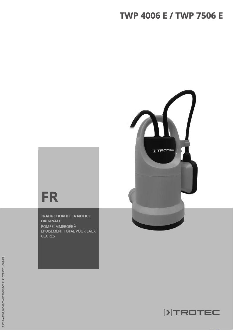 Page n°1 - Manuel utilisateur Trotec TWP 7506 E