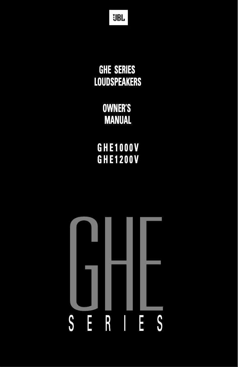 Page 1 de la notice Manuel utilisateur JBL GHE1000V