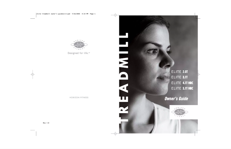 Page n°1 - Manuel utilisateur Horizon Fitness Elite 4.1T HRC