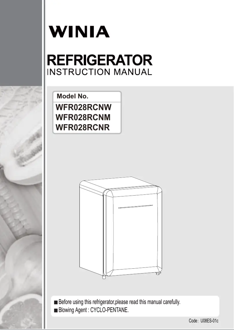Page 1 de la notice Manuel utilisateur Winia WFR028RCNM