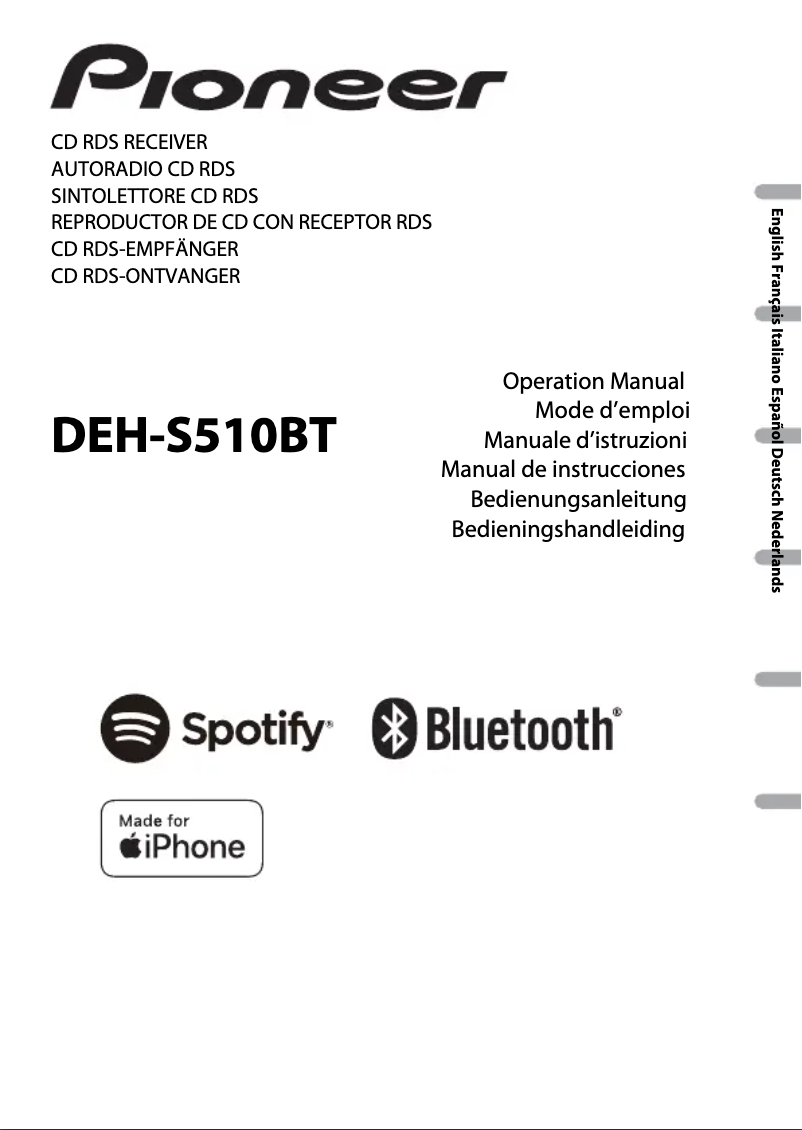 Image de la première page du manuel de l'appareil DEH-S510BT