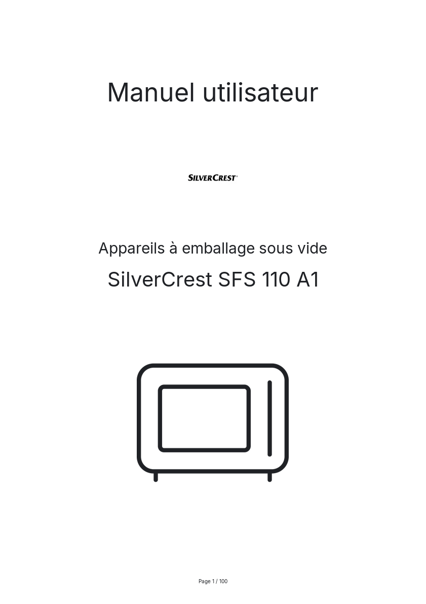 Image de la première page du manuel de l'appareil SFS 110 A1