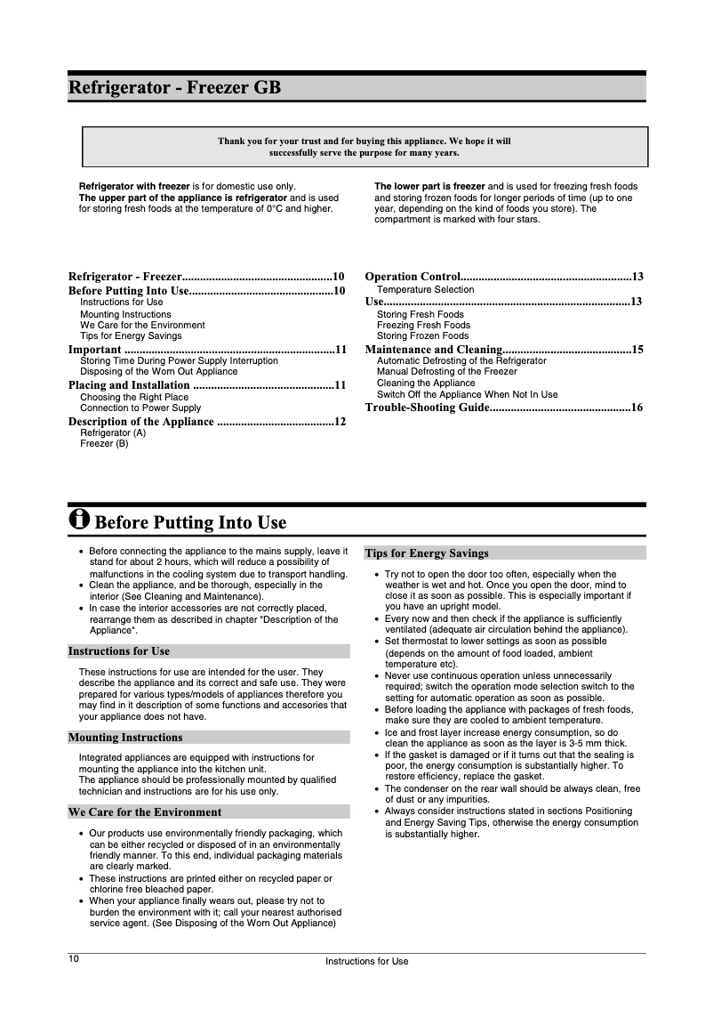 Image de la première page du manuel de l'appareil CR321APSX