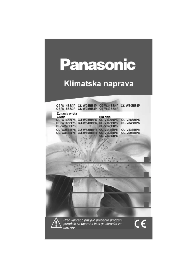 Page n°1 - Manuel utilisateur Panasonic CU-W50BBP8