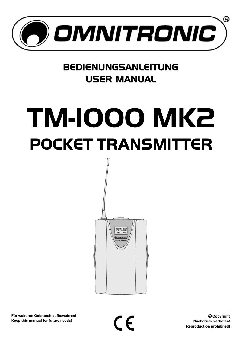 Page 1 de la notice Manuel utilisateur Omnitronic TM-1000