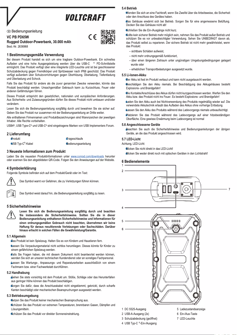 Image de la première page du manuel de l'appareil VC PB PD65W