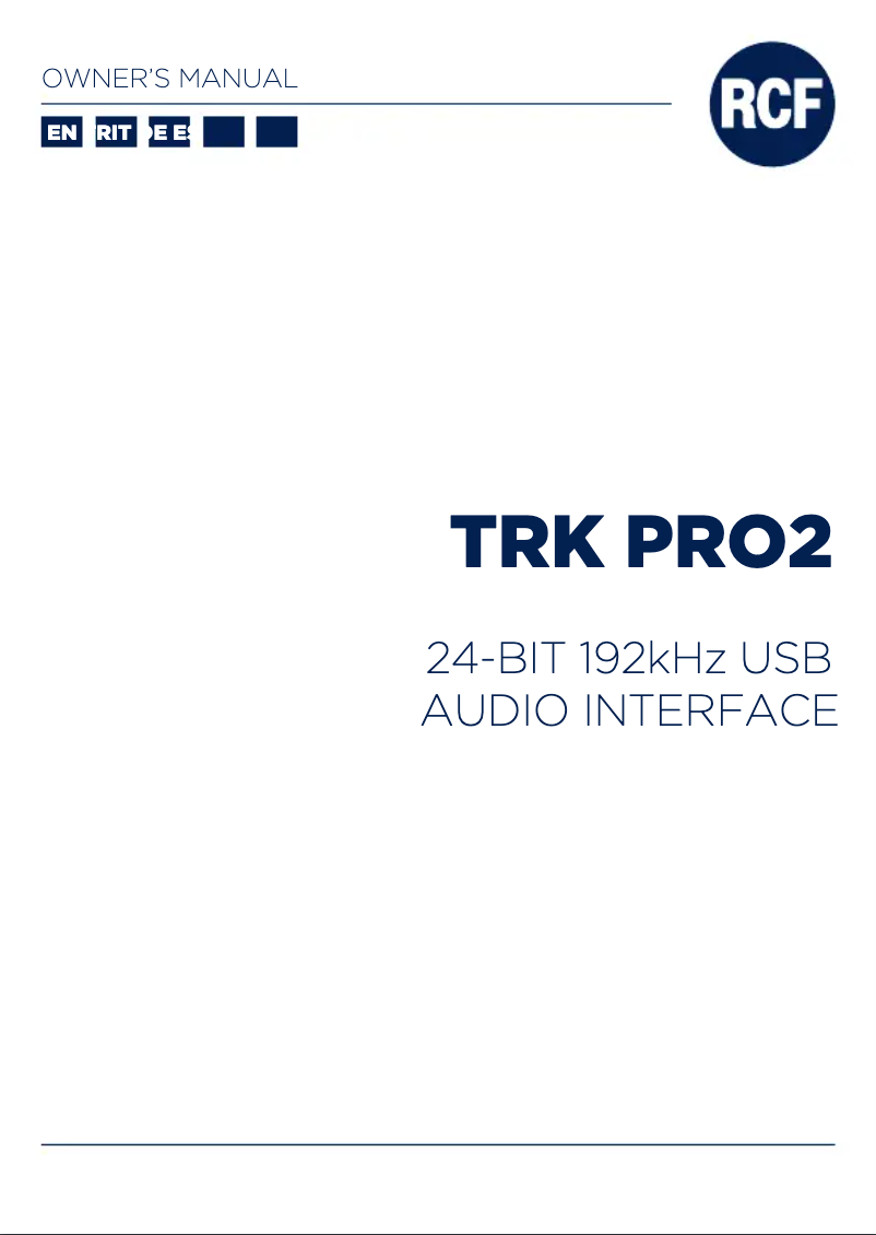 Page 1 de la notice Manuel utilisateur RCF TRK PRO2