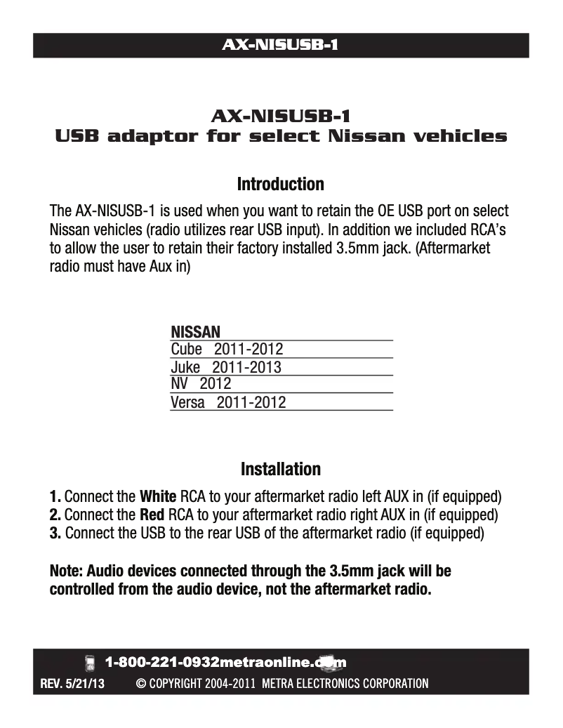 Image de la première page du manuel de l'appareil AX-NISUSB
