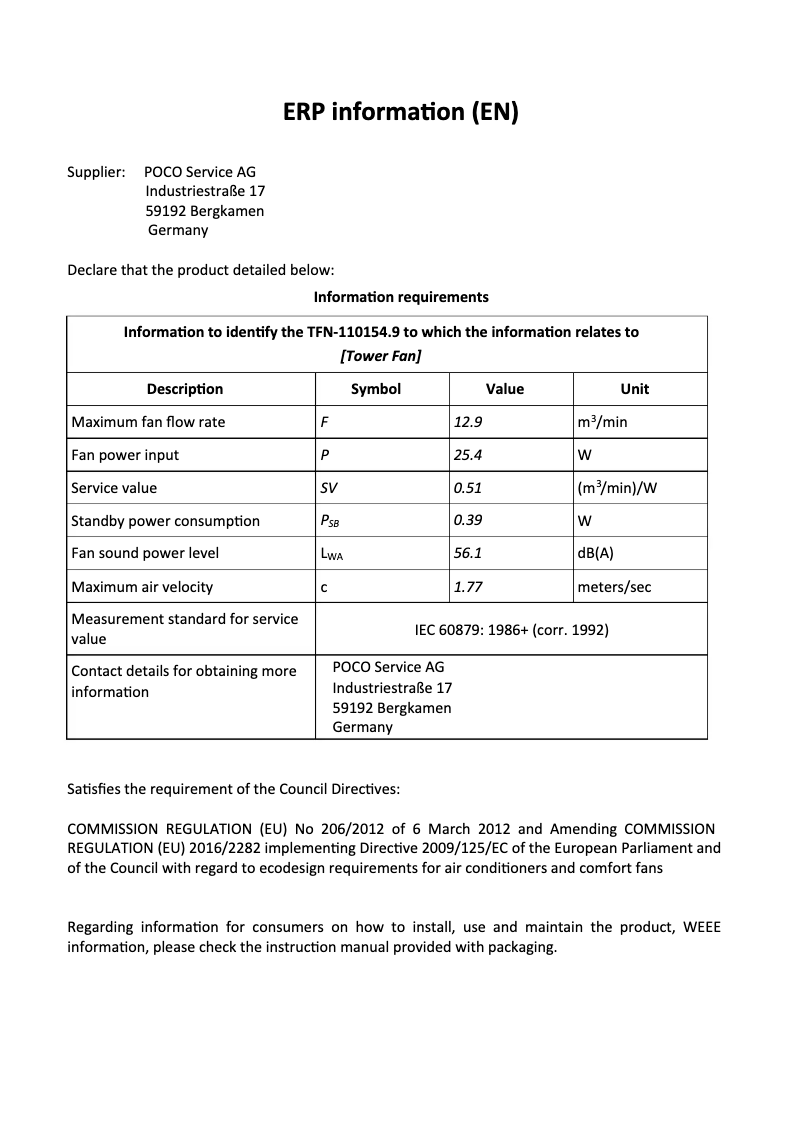 Page n°1 - Fiche technique Emerio TFN-110154.9