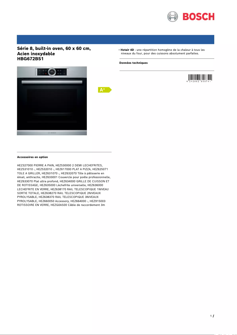 Image de la première page du manuel de l'appareil HBG672BS1