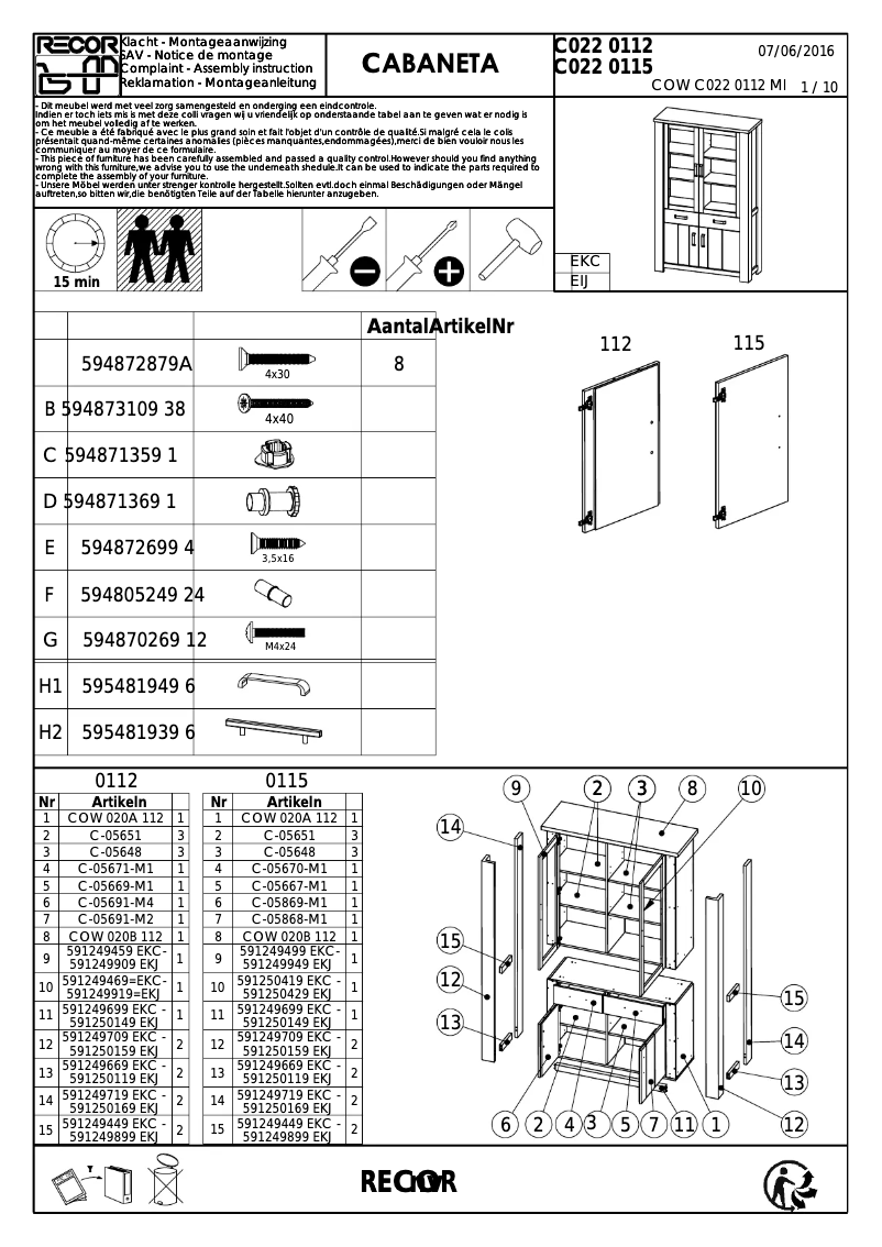 Página 1 del manual Manual de usuario Profijt Meubel Cabaneta