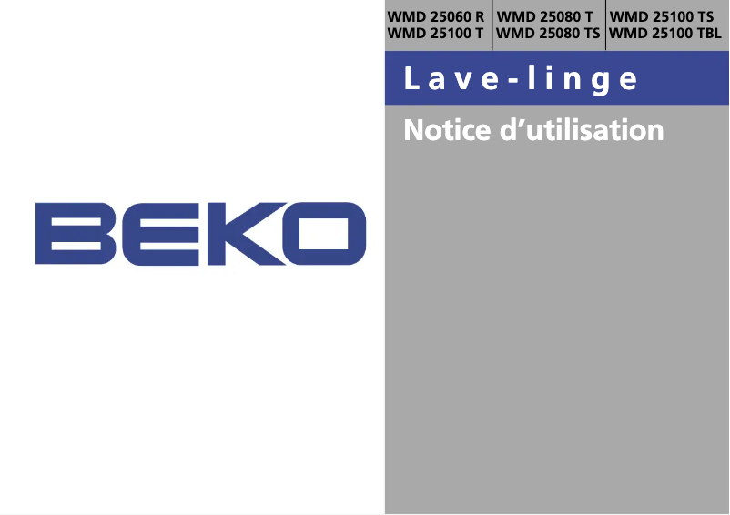 Page 1 de la notice Manuel utilisateur Beko WMD 25060 R