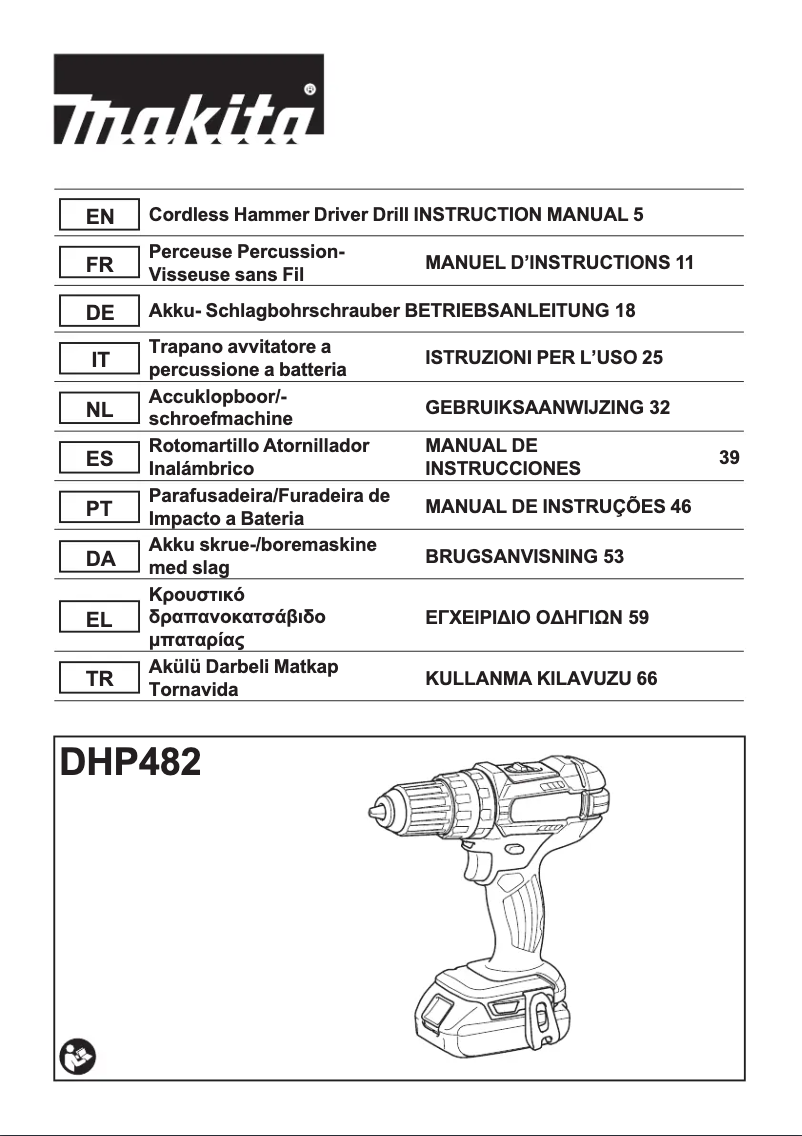 Page 1 de la notice Manuel utilisateur Makita HP347DWEX3
