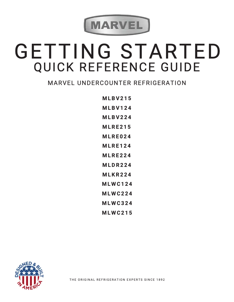 Page n°1 - Guide d'installation Marvel MLWC124SG01A