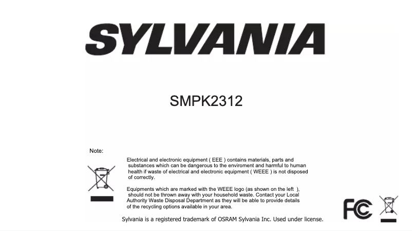 Image de la première page du manuel de l'appareil SMPK2312