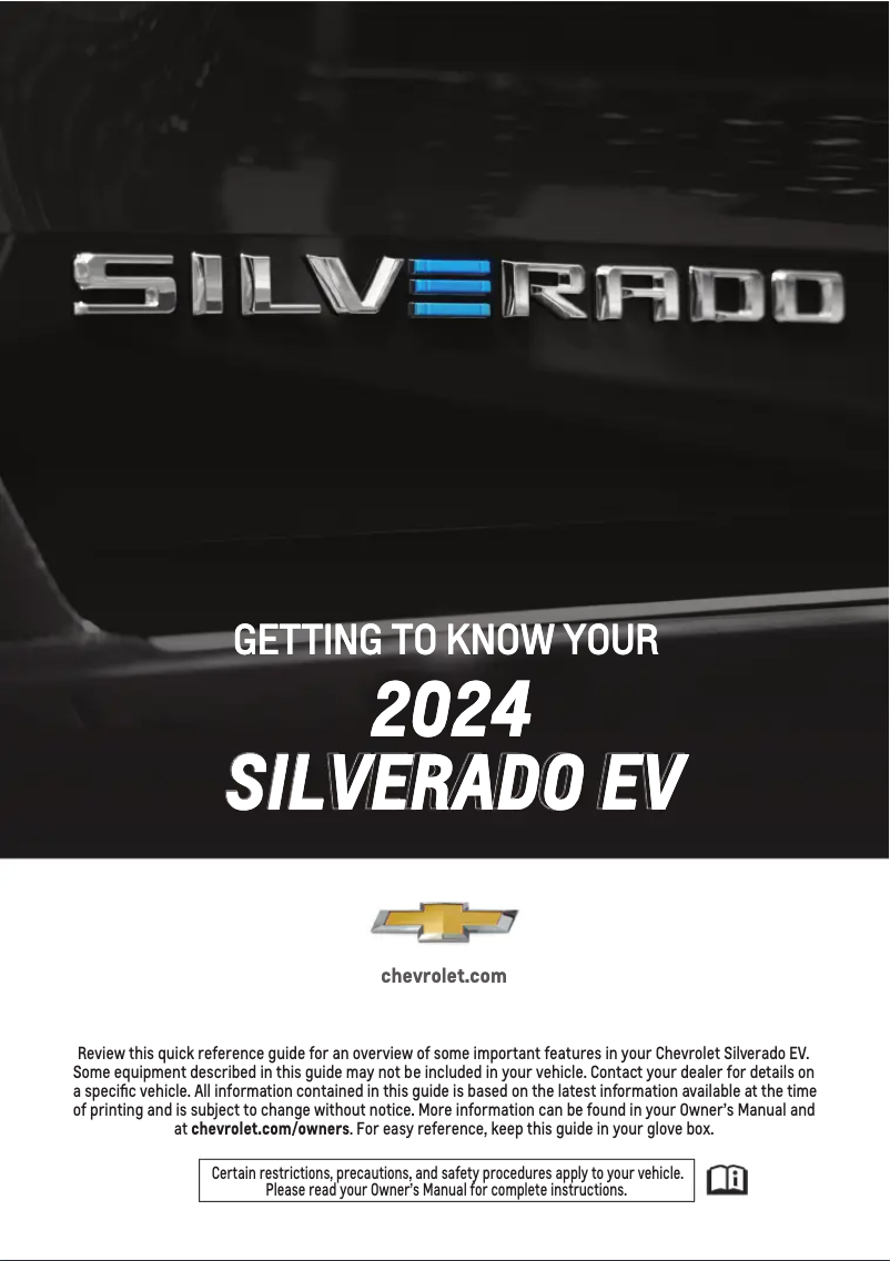 Page 1 de la notice Guide de démarrage rapide Chevrolet Silverado 2500 HD (2024)