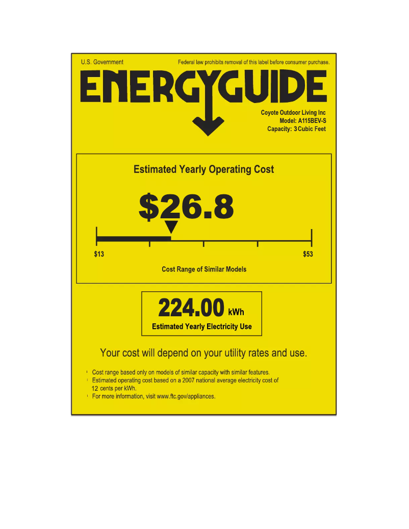 Page n°1 - Label énergétique Azure A115BEV-S