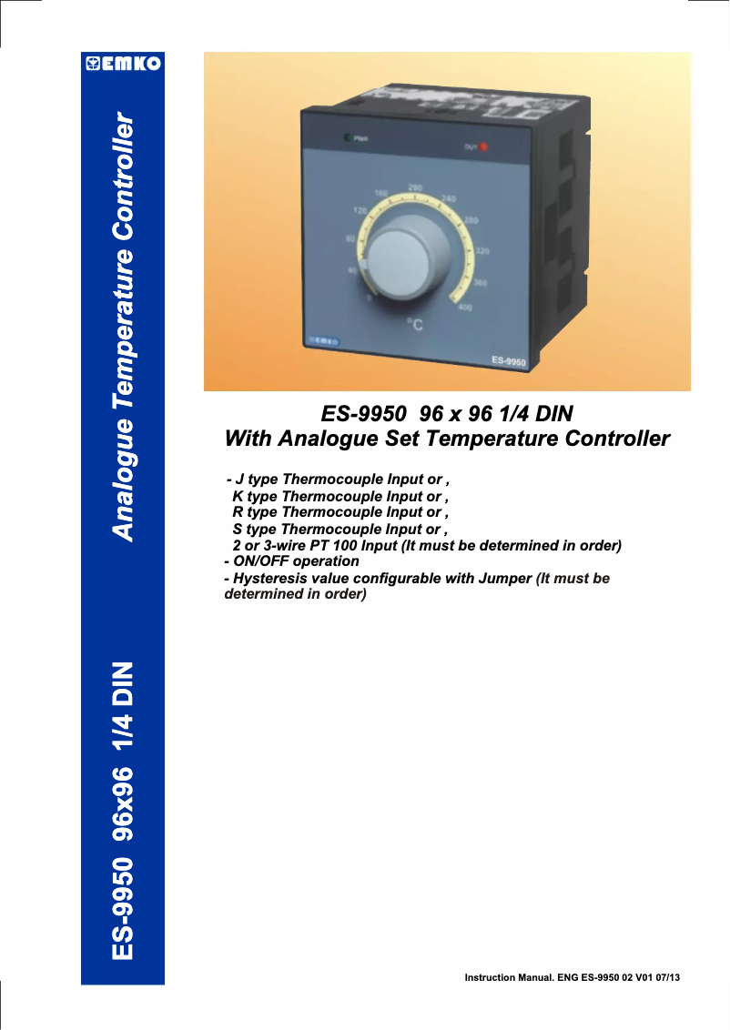 Page 1 de la notice Manuel utilisateur Emko ES-9950