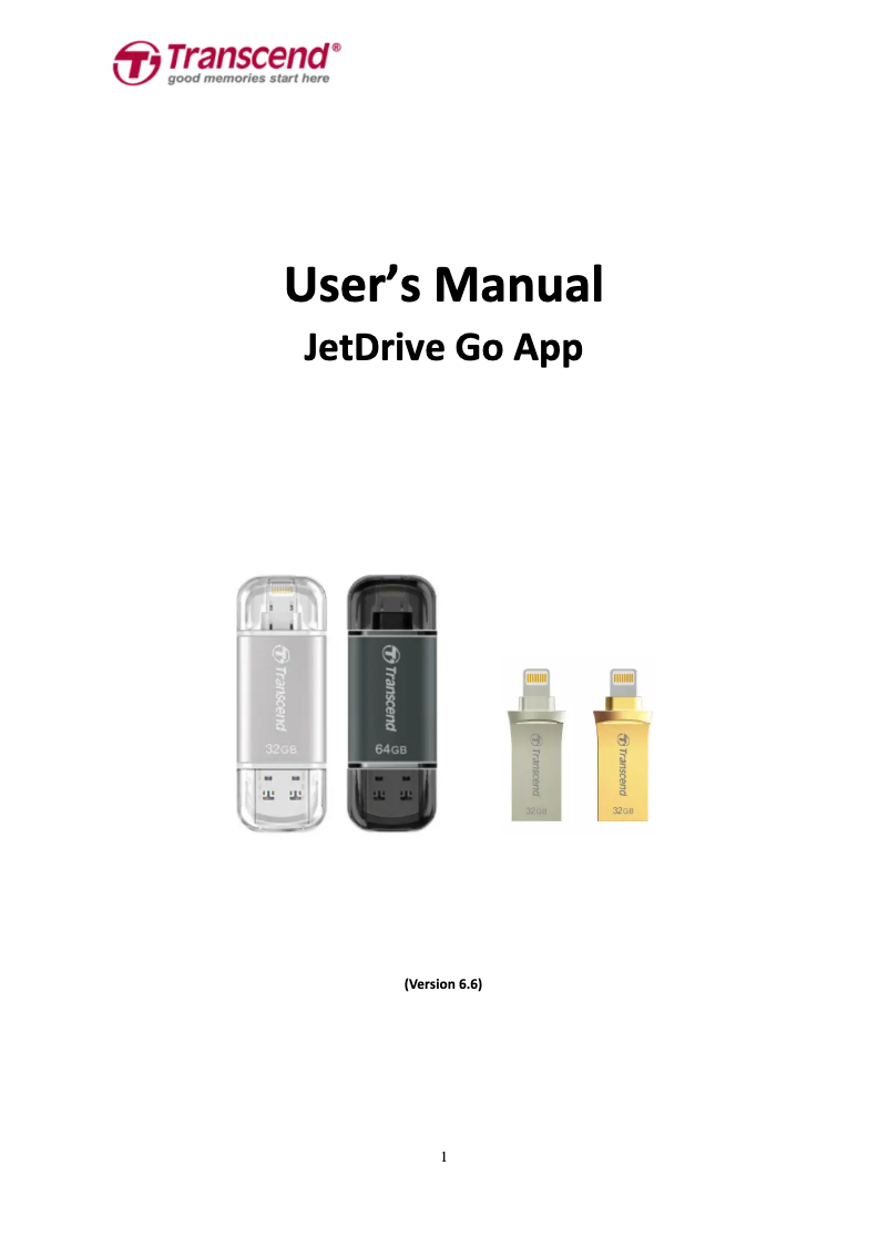 Page n°1 - Manuel utilisateur Transcend JetDrive Go 500