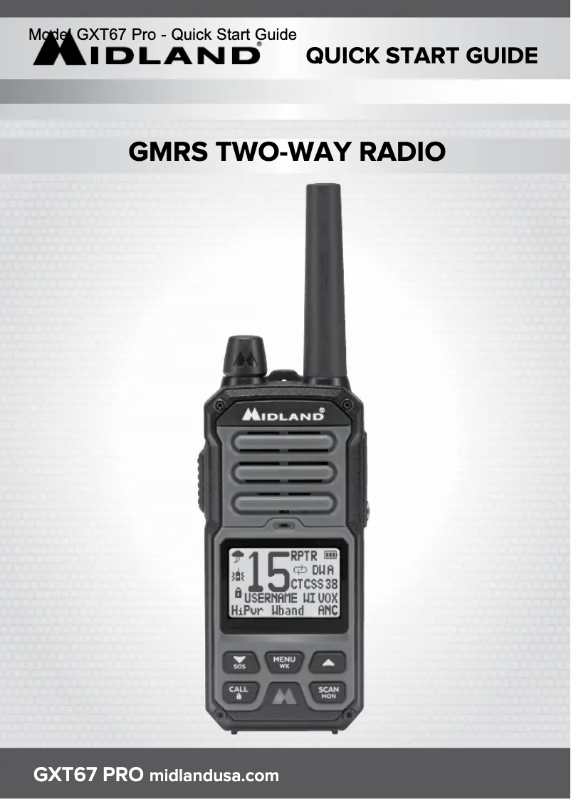 Página 1 del manual Guía de inicio rápido Midland GXT67 PRO