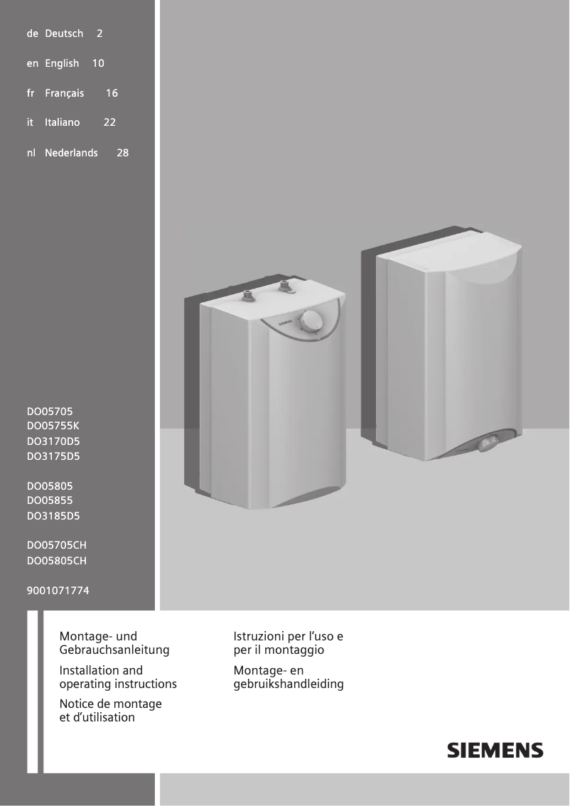 Page 1 de la notice Manuel utilisateur Siemens DO05705