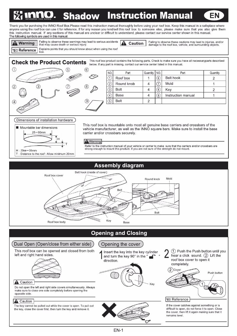 Página 1 del manual Manual de usuario Inno Shadow 15 BRA1110