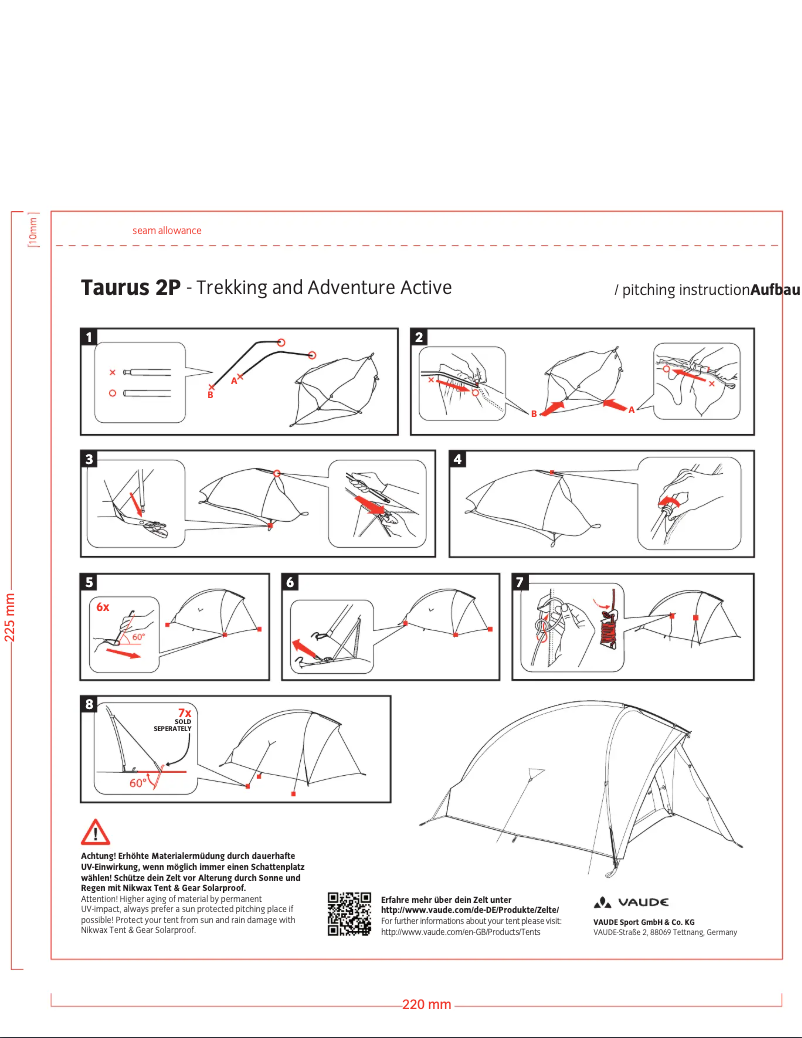 Page 1 de la notice Manuel utilisateur Vaude Taurus 2P