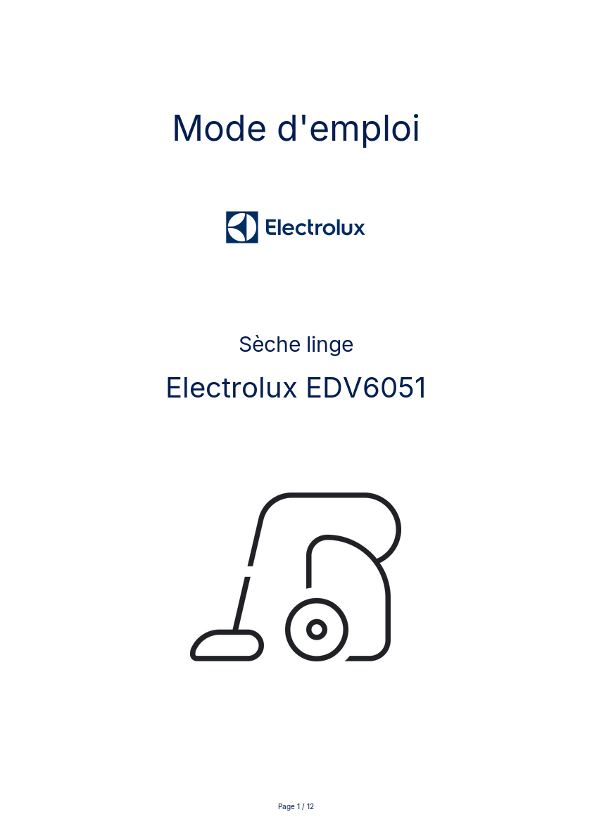 Image de la première page du manuel de l'appareil EDV6051