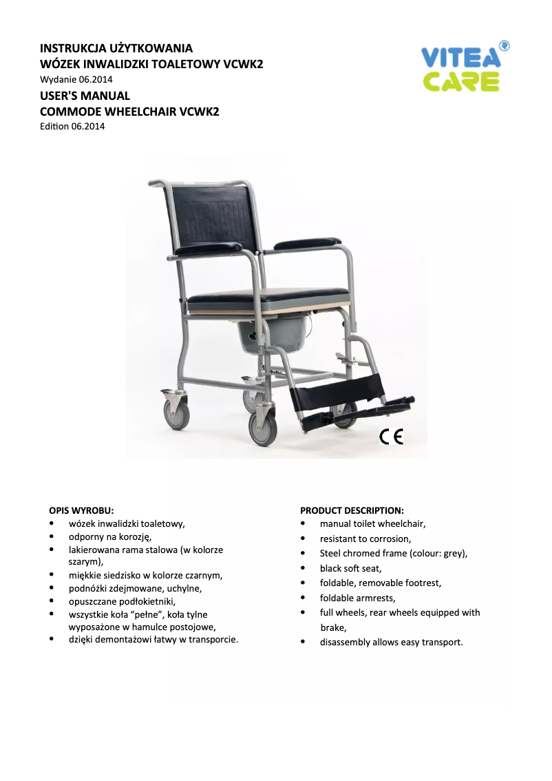 Page 1 de la notice Manuel utilisateur Vitea Care VCWK2