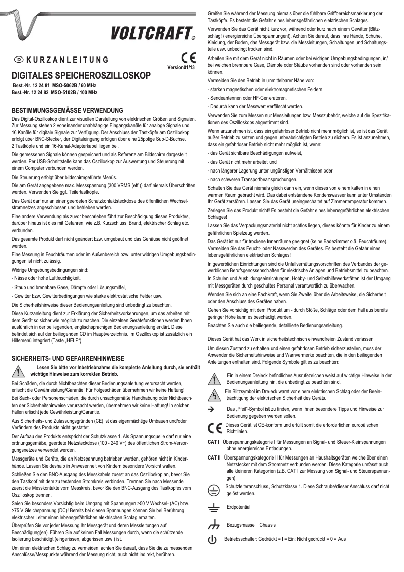 Page 1 de la notice Manuel utilisateur Voltcraft MSO-5062B