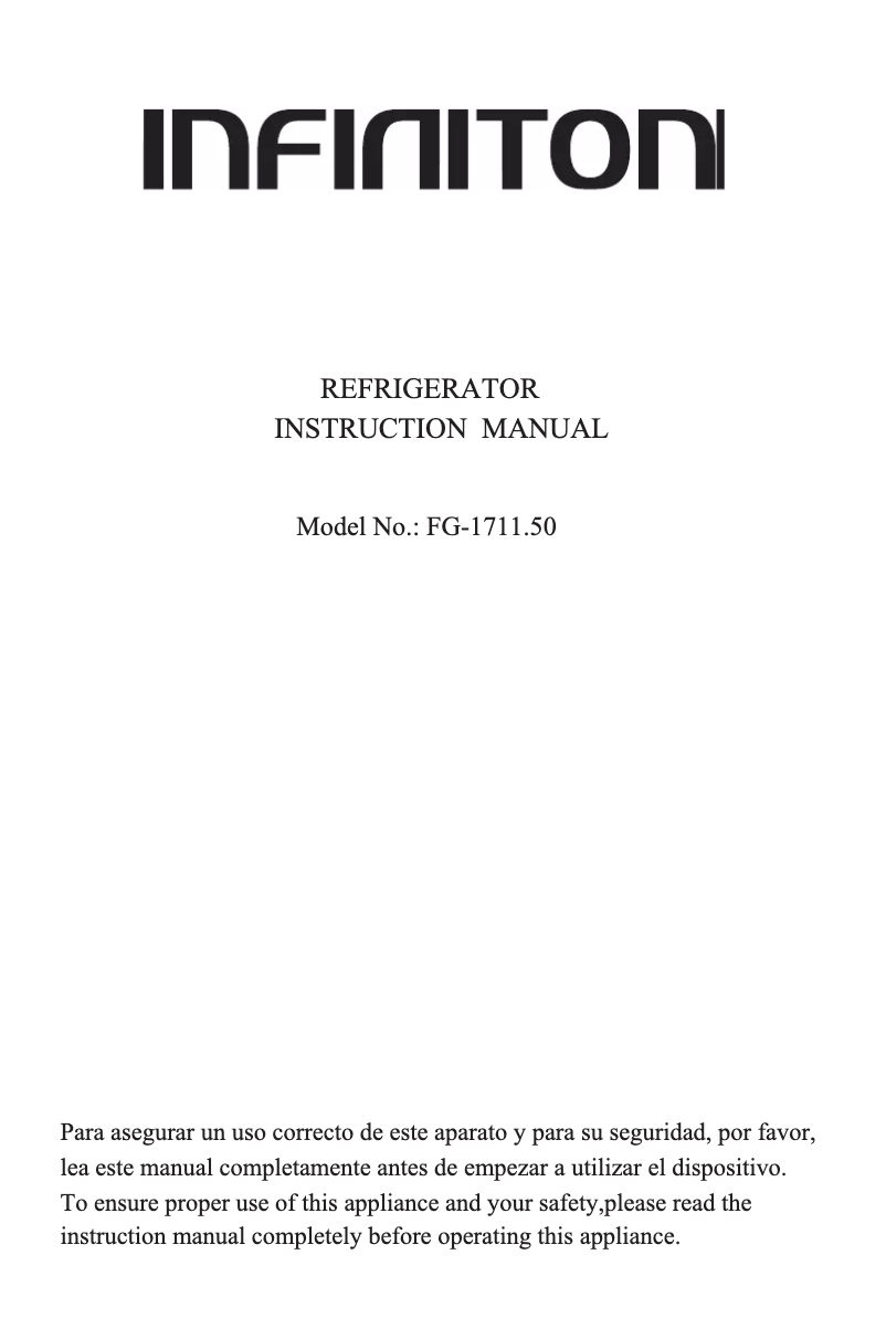 Página 1 del manual Manual de usuario Infiniton FG-1711.50