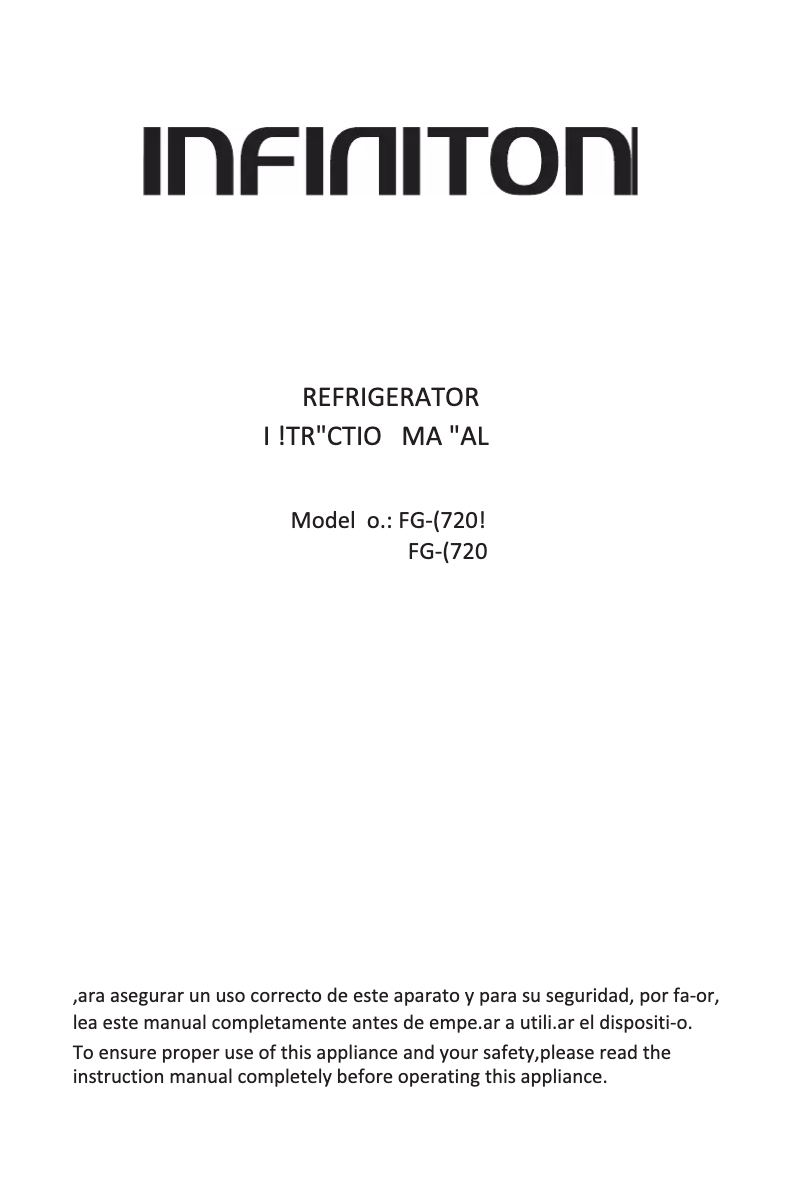 Page 1 de la notice Manuel utilisateur Infiniton FG-1720S