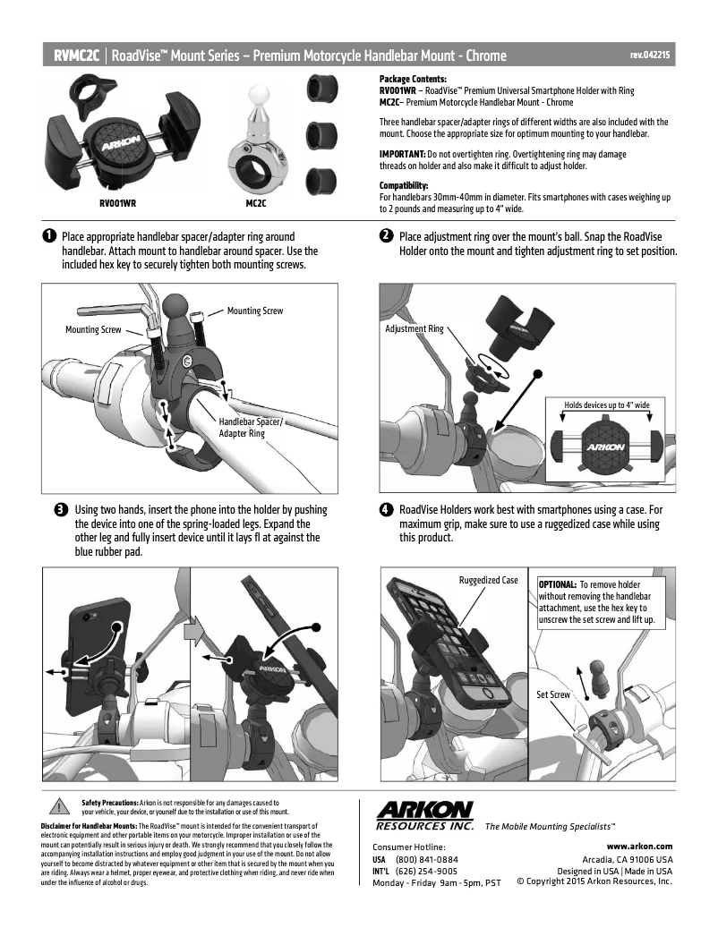 Página 1 del manual Manual de usuario Arkon RVMC2C