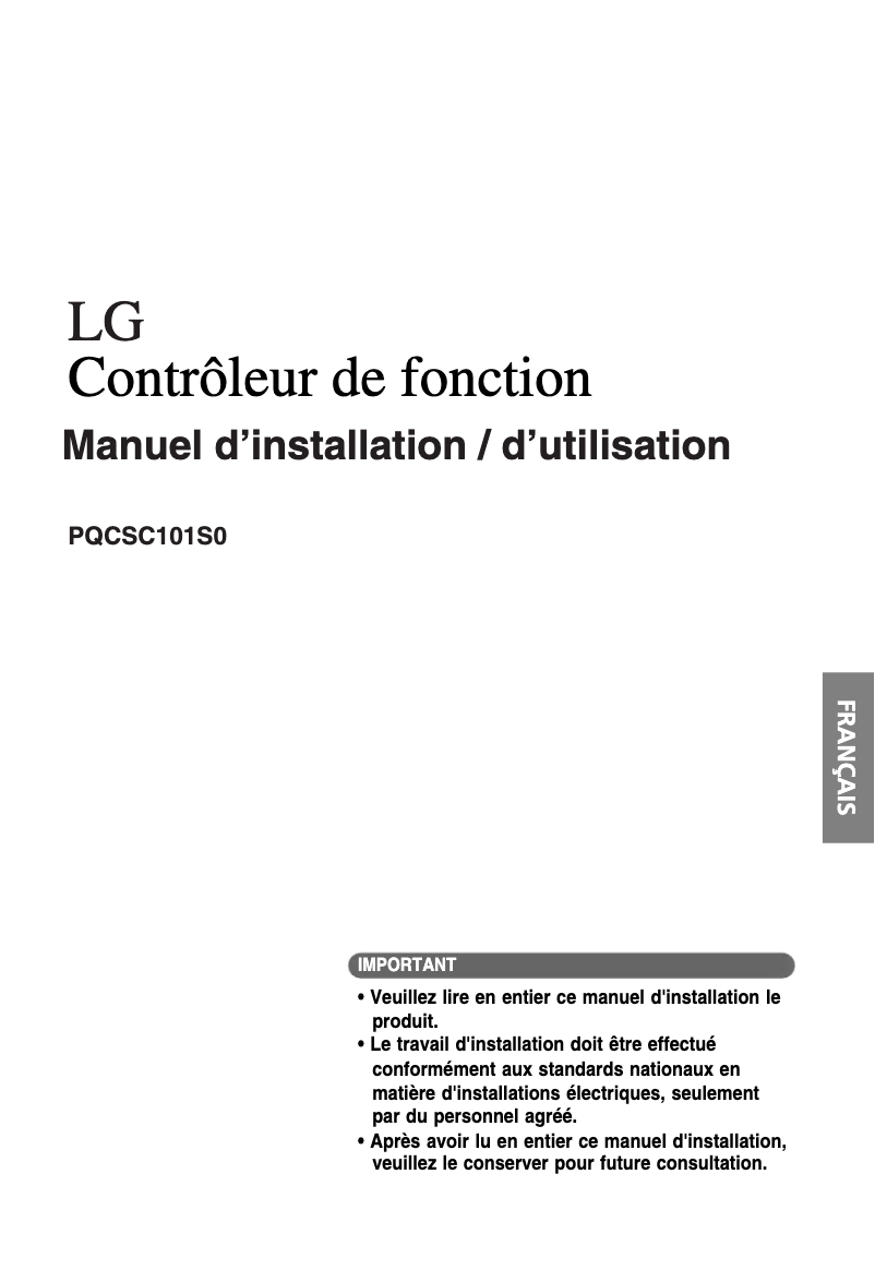 Page n°1 - Manuel utilisateur LG PQCSC101S0