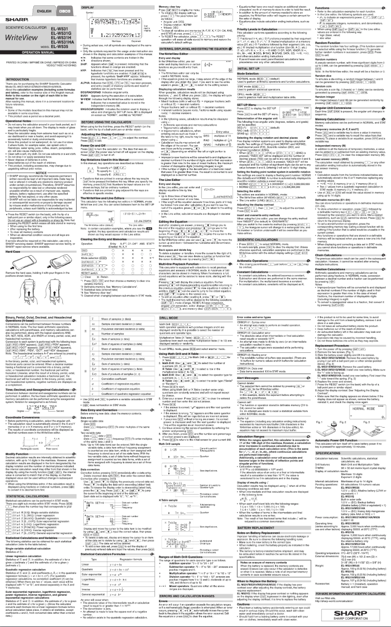 Page n°1 - Manuel utilisateur Sharp EL-W535