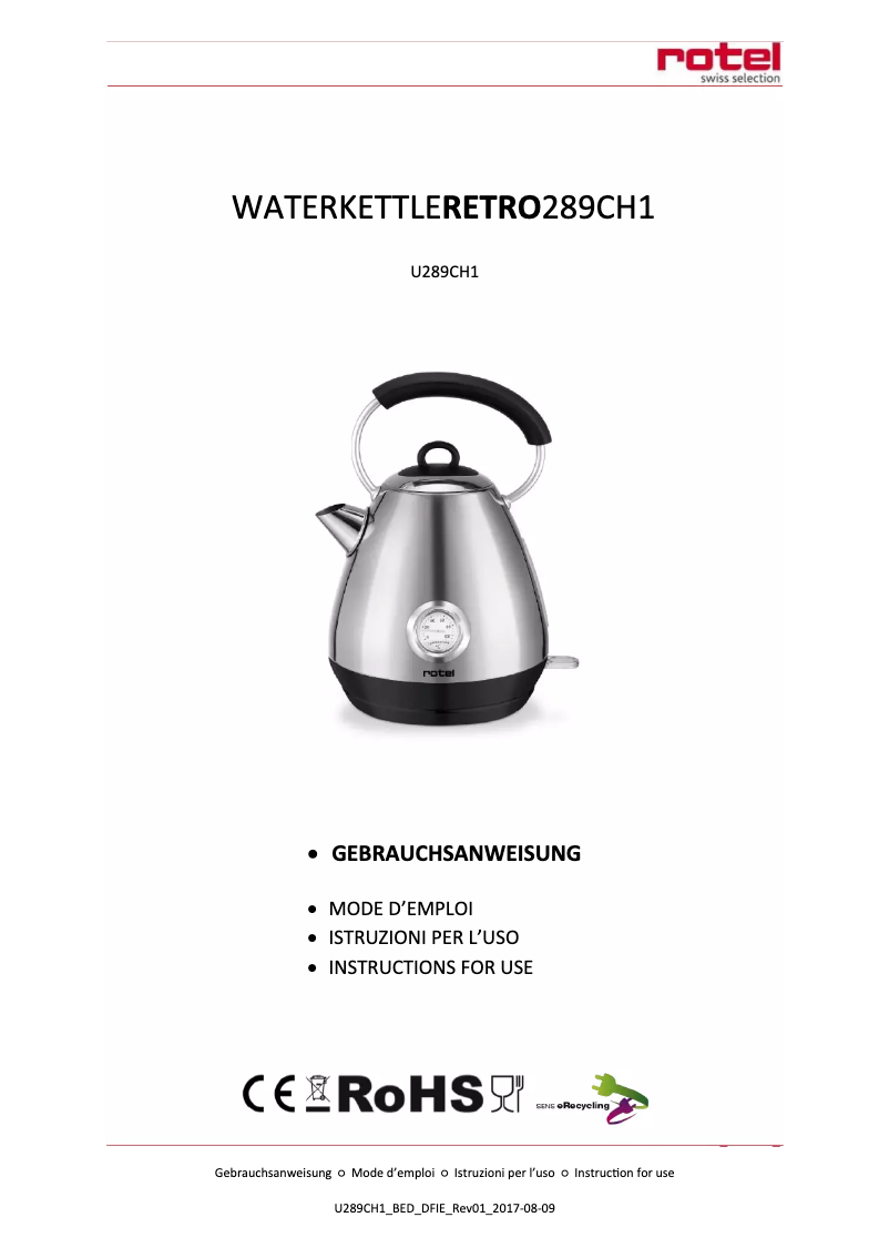 Page n°1 - Manuel utilisateur Rotel U289CH1
