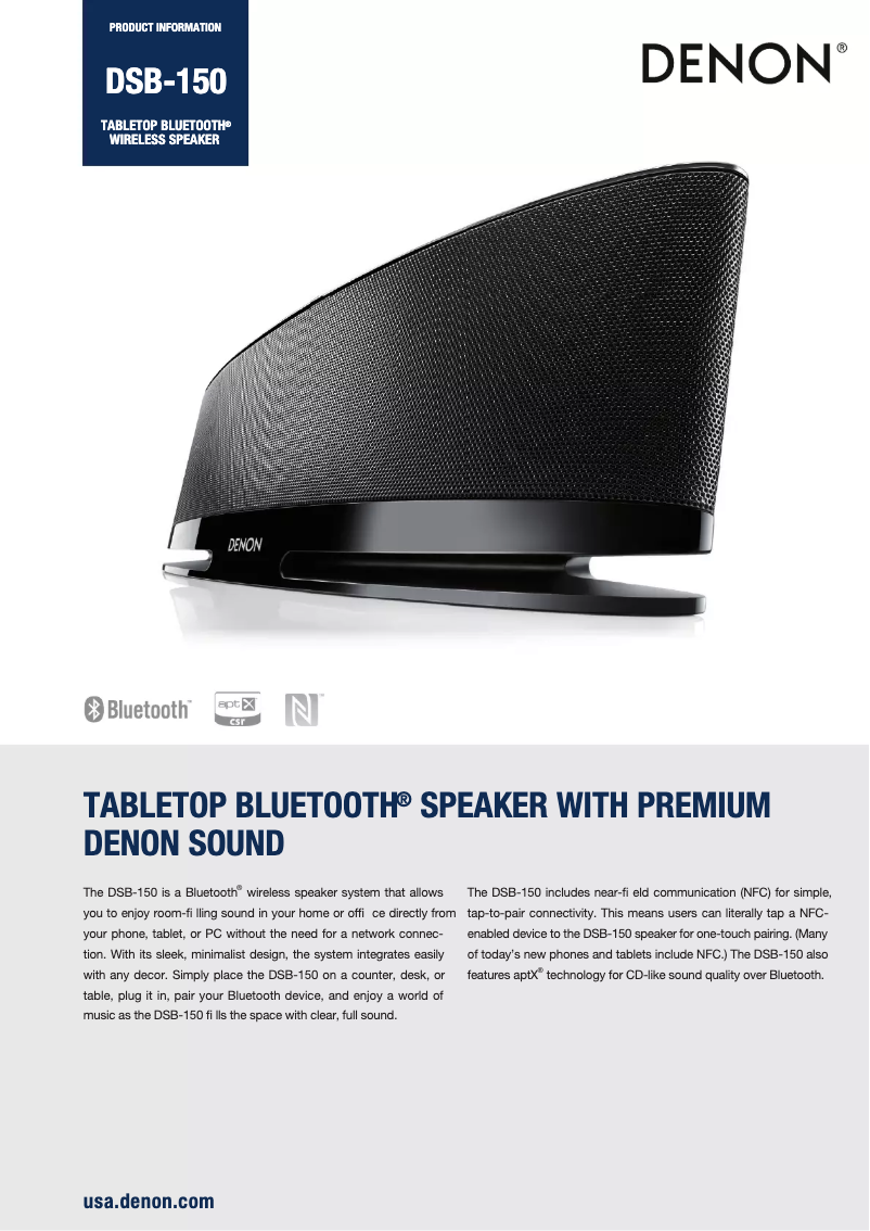 Page n°1 - Fiche technique Denon DSB-150