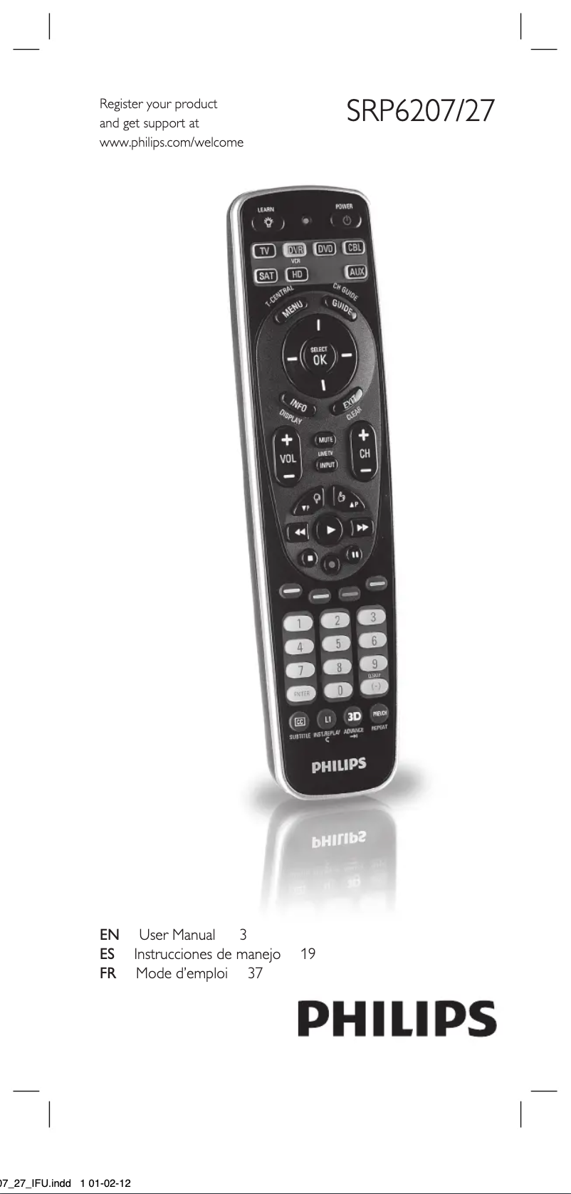 Page 1 de la notice Manuel utilisateur Philips SRP6207