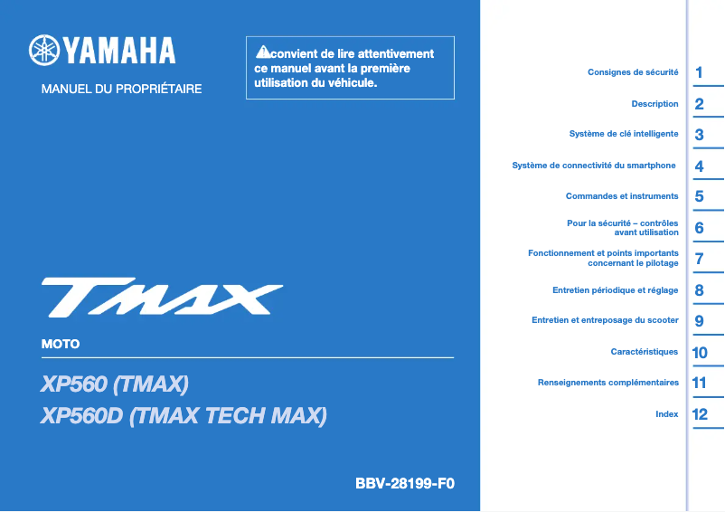 Page 1 de la notice Manuel utilisateur Yamaha TMAX (2022)