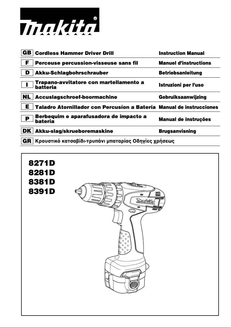 Page 1 de la notice Manuel utilisateur Makita 8271D