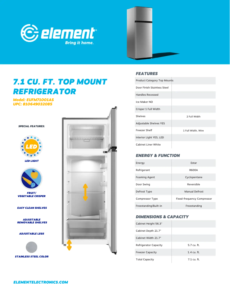 Page n°1 - Manuel utilisateur Element EUFM71001AS