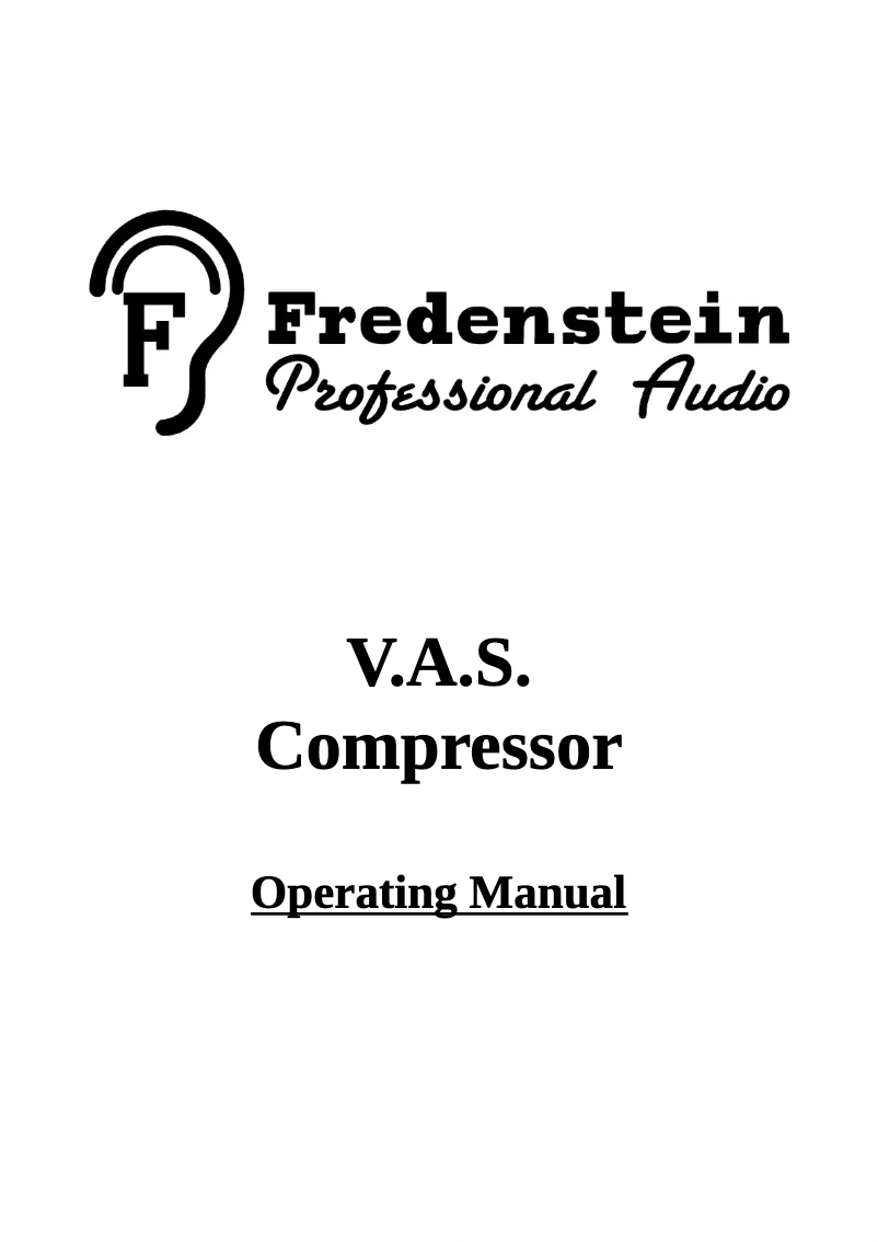 Image de la première page du manuel de l'appareil V.A.S. Compressor